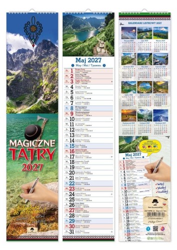 Kalendarz 2027 paskowy wąski magiczne Tatry