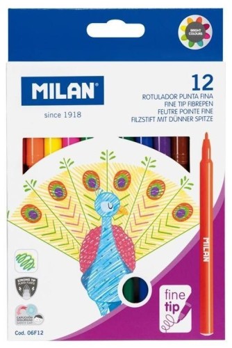Flamastry okrągłe cienkie 12 kolorów MILAN, MILAN