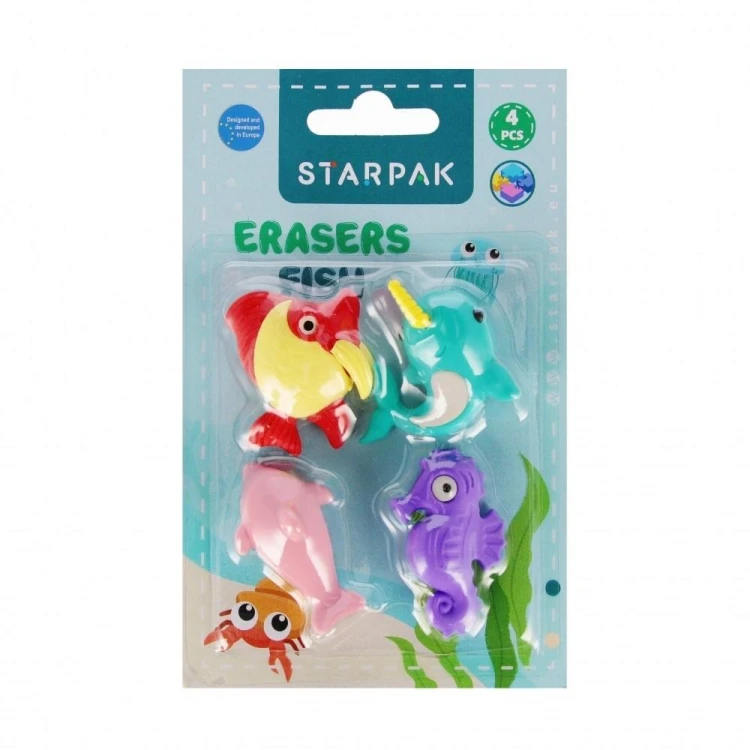Gumka do mazania 3D puzzle 4 sztuki Fish, STARPAK