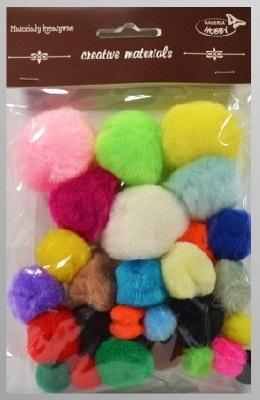 Pompony kolorowe 15mm-40mm 30szt, Galeria Hobby