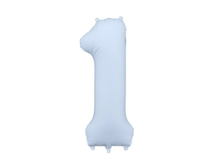 Balon foliowy cyfra 1 86cm mglisty niebieski