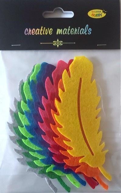 Piórka z filcu 13x4,5cm 9szt, Galeria Hobby