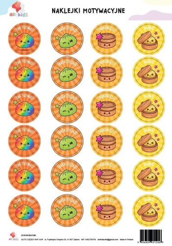 Naklejki motywancyjne squishy, dumpling, pieróg A4