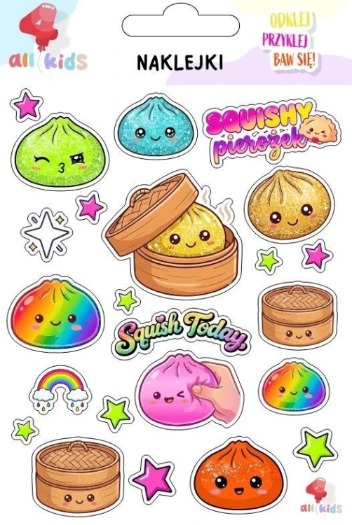 Naklejki dla dzieci squishy, pieróg, dumpling.