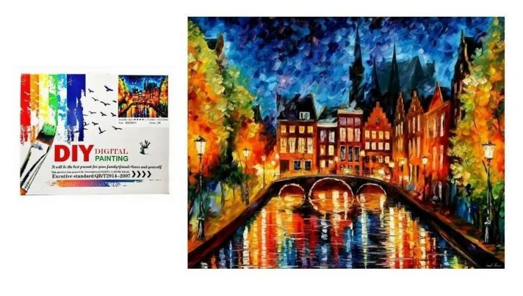 Malowanie po numerach - Miasto nocą 51x41cm, SWEDE