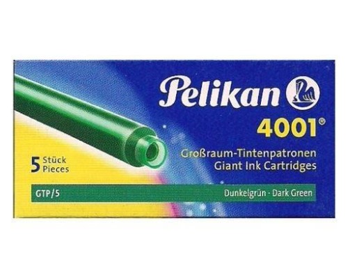 Naboje atramentowe długie 5szt zielone, PELIKAN