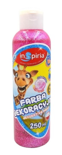 Farba dekoracyjna brokat różowa 250ml, InSpiria