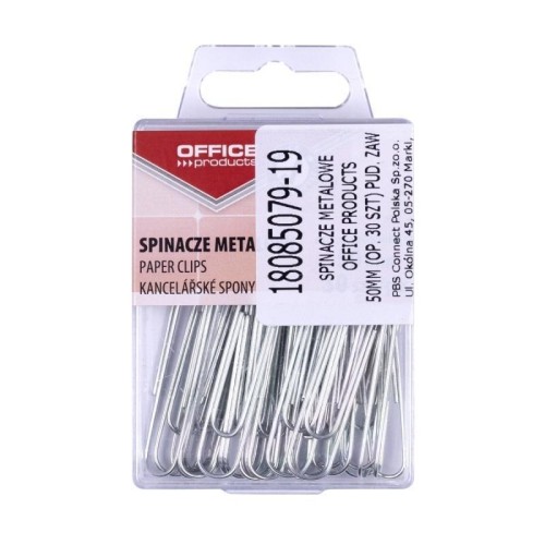 Spinacze metalowe srebrne 50mm 30szt, Office