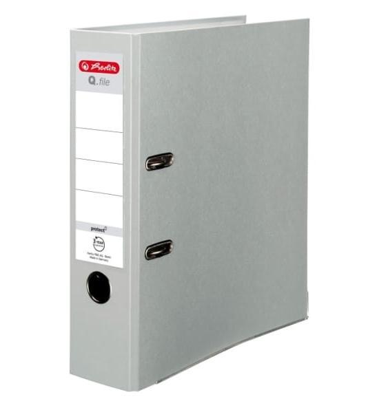 Segregator A4 8cm PP popielaty Q file, HERLITZ