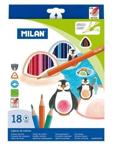 Kredki ołówkowe trójkątne 18 kolorów MILAN, MILAN