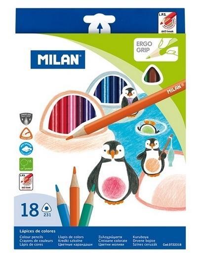 Kredki ołówkowe trójkątne 18 kolorów MILAN, MILAN