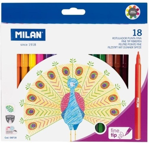 Flamastry okrągłe cienkie 18 kolorów MILAN, MILAN