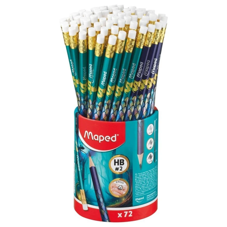 Ołówek Dragon HB z gumką (72szt) MAPED, Maped