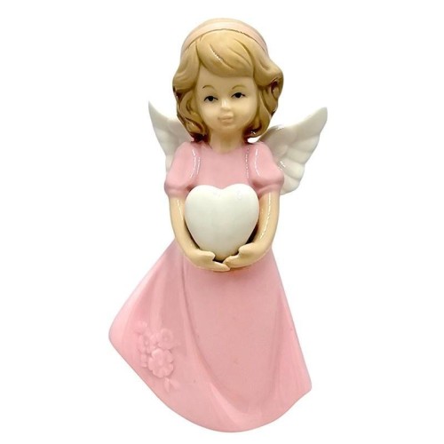 Figurka Aniołek porcelanowy różowy 14cm