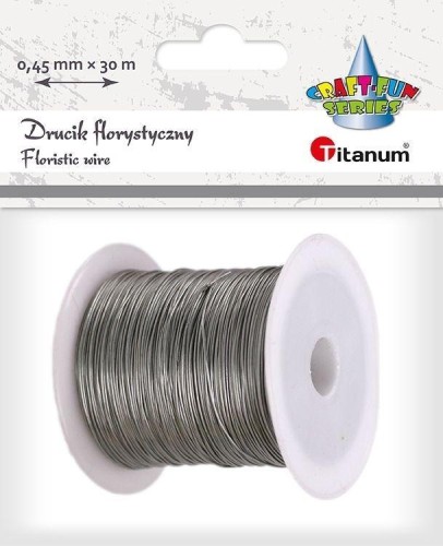 Drucik florystyczny 0,45mm x 30m serbrny, Titanum