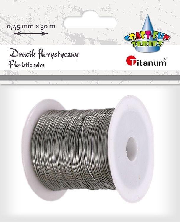 Drucik florystyczny 0,45mm x 30m serbrny, Titanum