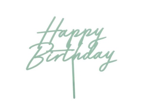 Topper na tort Happy Birthday zielony 16,5cm