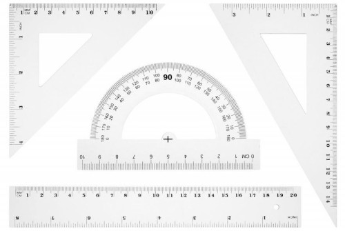 Zestaw geometryczny linijka 20cm BL001-BK, Tetis