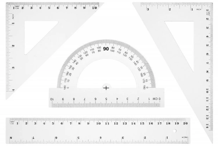 Zestaw geometryczny linijka 20cm BL001-BK, Tetis