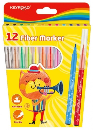 Flamastry Fiber Marker 12szt, Keyroad