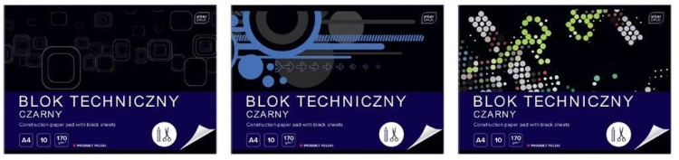 Blok techniczny czarny A4/10K (10szt), INTERDRUK