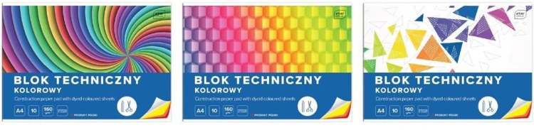 Blok techniczny kolor A4/10K (10szt), INTERDRUK
