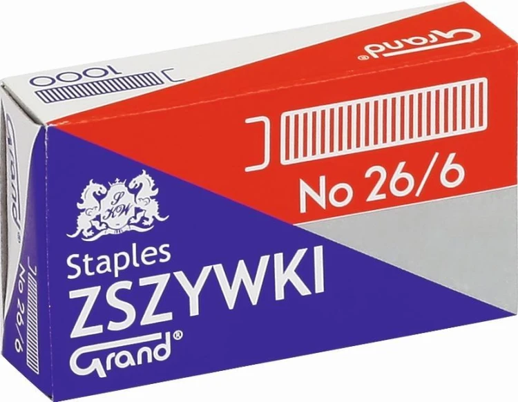 Zszywki 26/6 (1000szt*10) GRAND, Grand