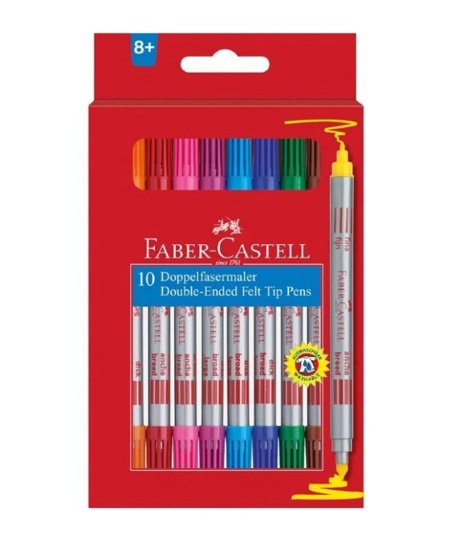 Flamastry dwustronne 10 kolorów FABER CASTELL