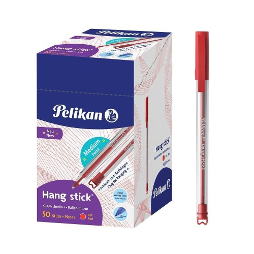 Długopis Hang Stick czerwony (50szt), PELIKAN
