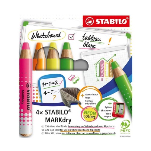 Kredki do tablic suchościeralnych 4kol. STABILO