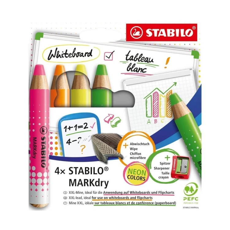 Kredki do tablic suchościeralnych 4kol. STABILO