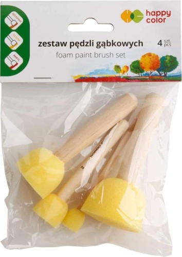 Pędzel gąbkowy okrągły 4szt. HAPPY COLOR, GDD