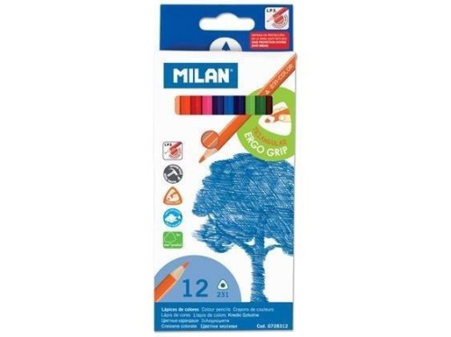 Kredki ołówkowe trójkątne 12 kolorów MILAN, MILAN