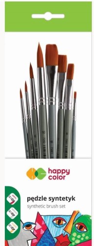 Pędzle artystyczne mieszane 8szt HAPPY COLOR, GDD