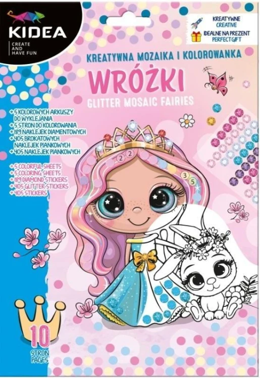 Mozaika i kolorowanka Wróżki KIDEA, DERFORM