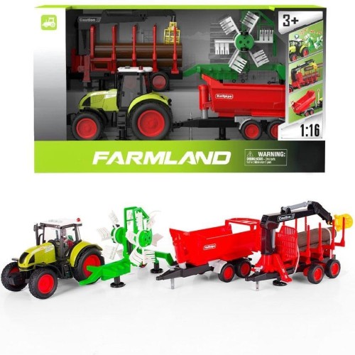Traktor z 3 przyczepami światło i dżwięk, GK-Trade