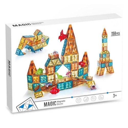 Klocki magnetyczne 3D konstrukcyjne 158el