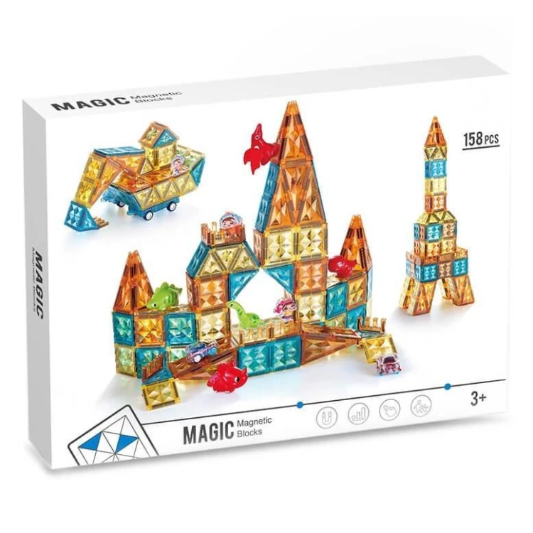 Klocki magnetyczne 3D konstrukcyjne 158el