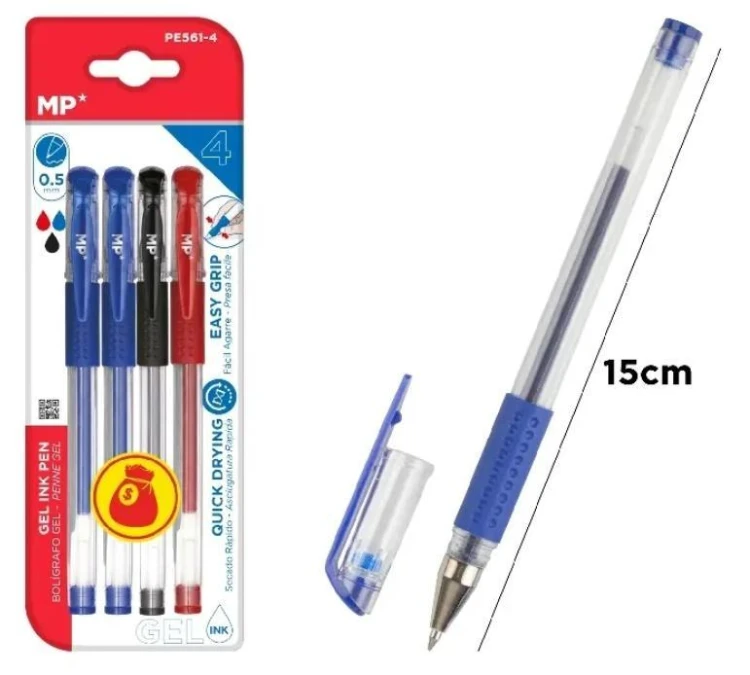 Długopis żelowy 0.7mm 4szt, MP Main Paper