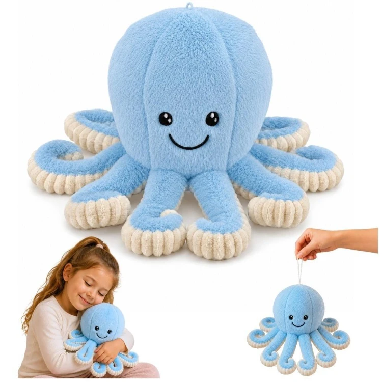 Maskotka ośmiornica niebieska 30cm, Leantoys