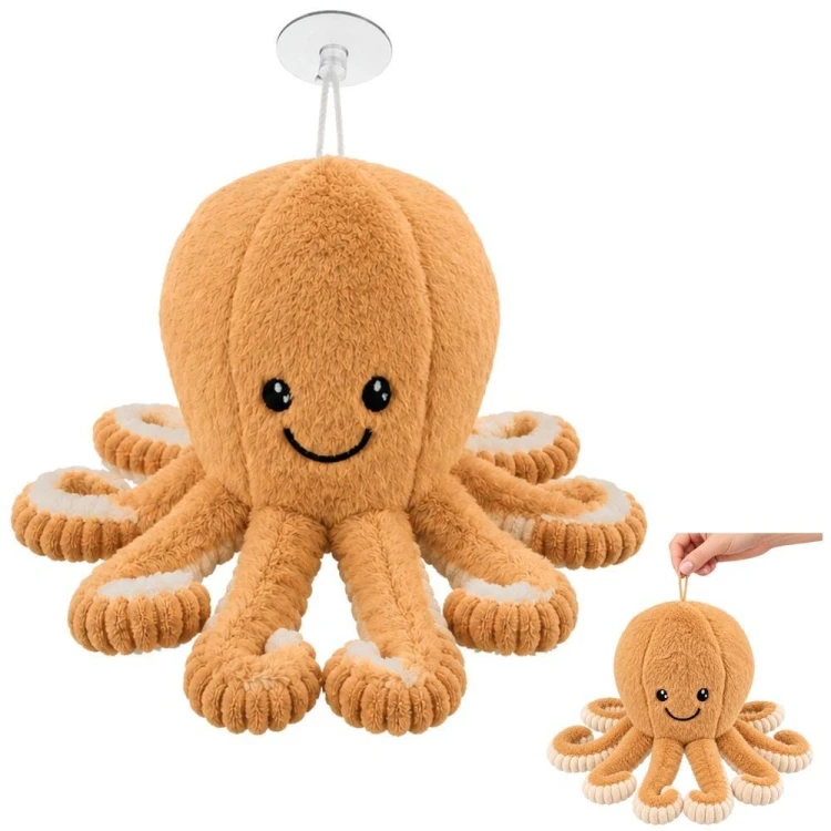 Maskotka ośmiornica beżowa 16cm, Leantoys
