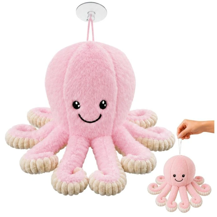 Maskotka ośmiornica różowa 16cm, Leantoys