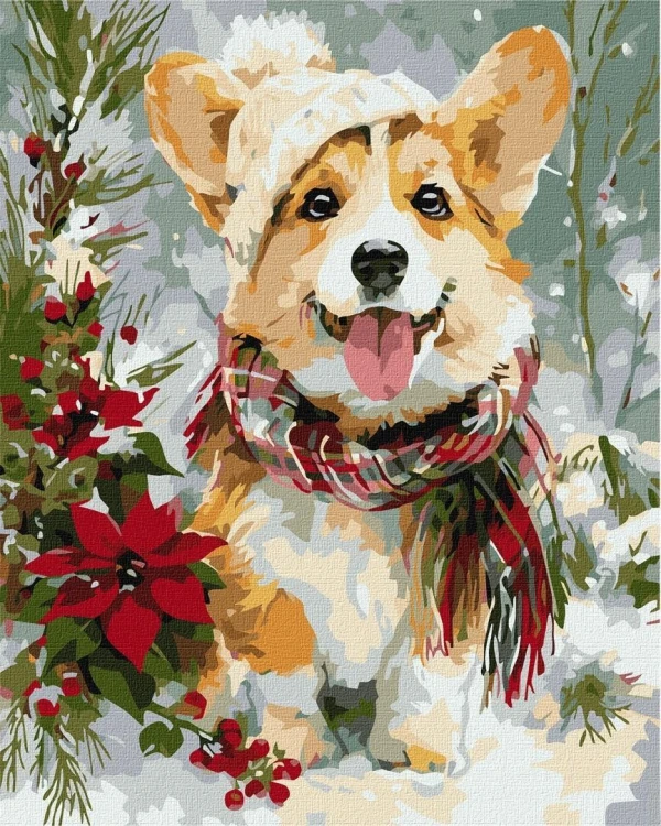 Malowanie po numerach - Szczęśliwy piesek 40x50cm