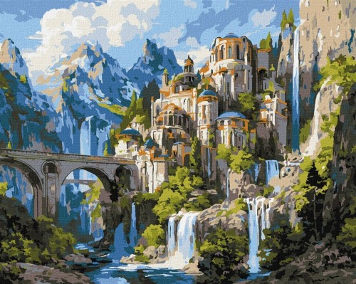 Malowanie po numerach - Pałac na szczycie 40x50cm