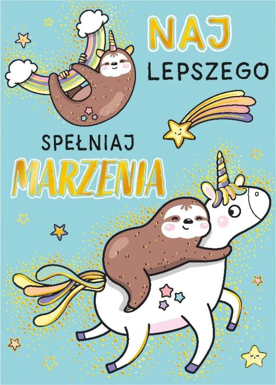 Karnet B8 mini Leniwiec z tęczą
