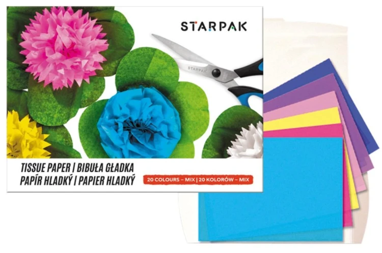 Bibuła gładka teczka 20 kolorów (10szt), STARPAK