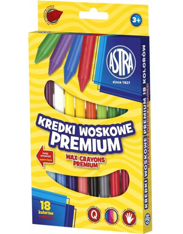 Kredki woskowe 18 kolorów ASTRA, ASTRA papiernicze