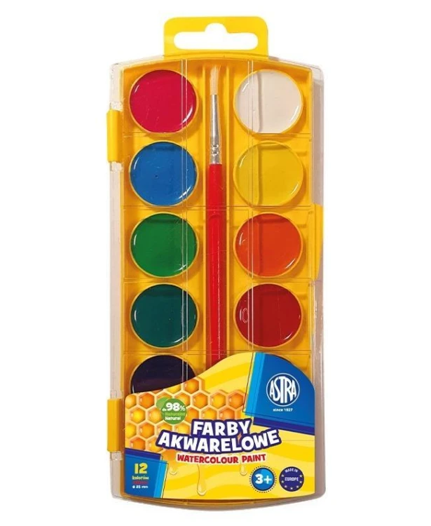 Farby akwarelowe 12kol ASTRA, ASTRA papiernicze