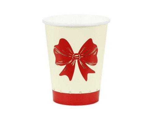 Kubeczki Kokarda czerwono-beżowe 250ml 6szt