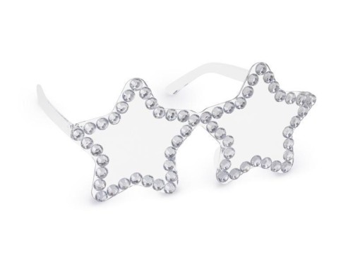 Okulary Gwiazdy z diamencikami srebrny 14,5x7cm